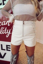Load image into Gallery viewer, White Faux Leather Lace Up Shorts
