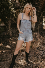 Load image into Gallery viewer, Denim Distressed Shortalls
