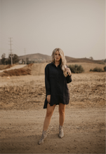 Load image into Gallery viewer, Navy Button Down High Low Shirt Dress
