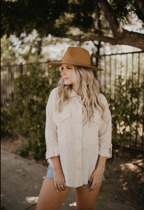 Ivory Lightweight Long Sleeve Button Up