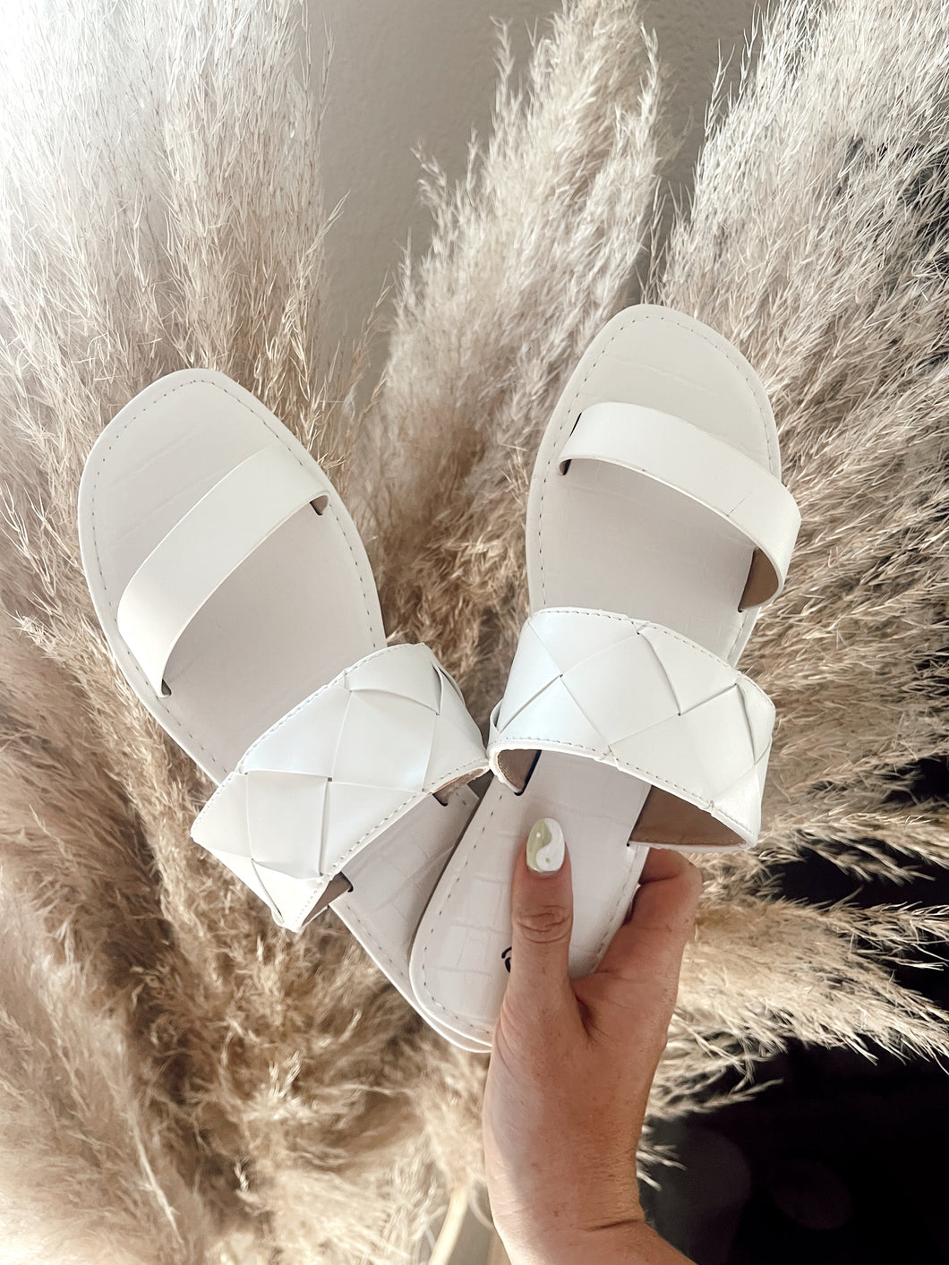 White Two Strap Sandals