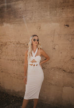 Load image into Gallery viewer, Ivory Tie Front Cut Out Detail Dress
