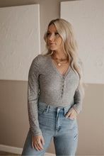 Load image into Gallery viewer, Grey Long Sleeve Bodysuit
