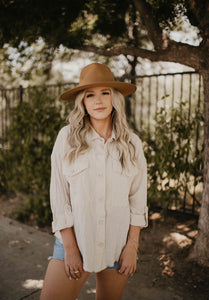 Ivory Lightweight Long Sleeve Button Up