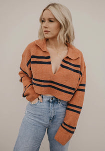 Rust & Navy Striped Sweater