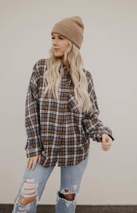 Navy Plaid Button Up