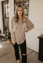 Load image into Gallery viewer, Brown Check Satin Long Sleeve Top
