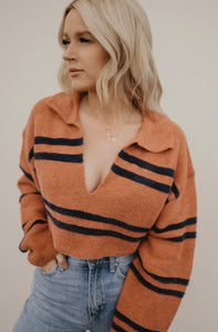 Rust & Navy Striped Sweater