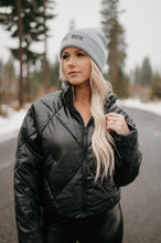 Load image into Gallery viewer, Black Faux Leather Puffer Jacket
