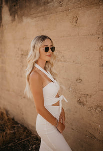 Ivory Tie Front Cut Out Detail Dress