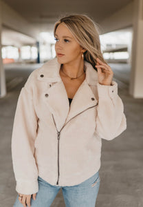 Ivory Sherpa Moto Jacket